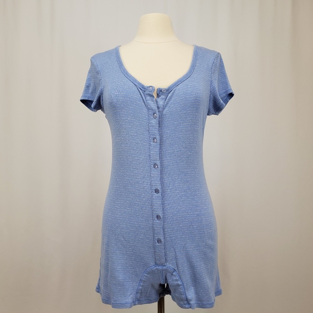 Victoria Secret Vintage Blue & Gray Striped Romper
